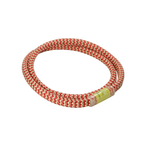 Corde ronde rouge et blanche Inco O avec étiquette jaune