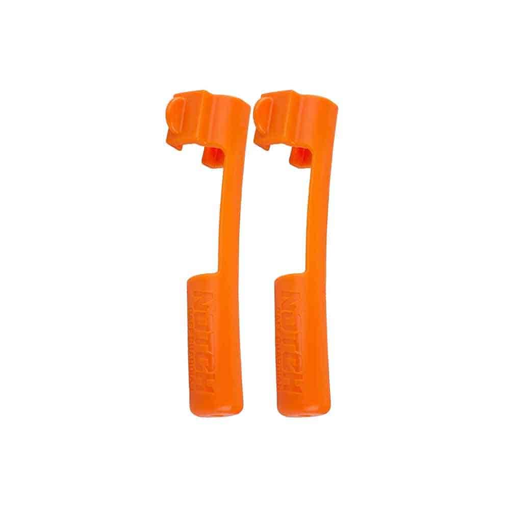 Deux capuchons de protection Gaff Guardian II orange, encoche du fabricant, l’un à côté de l’autre