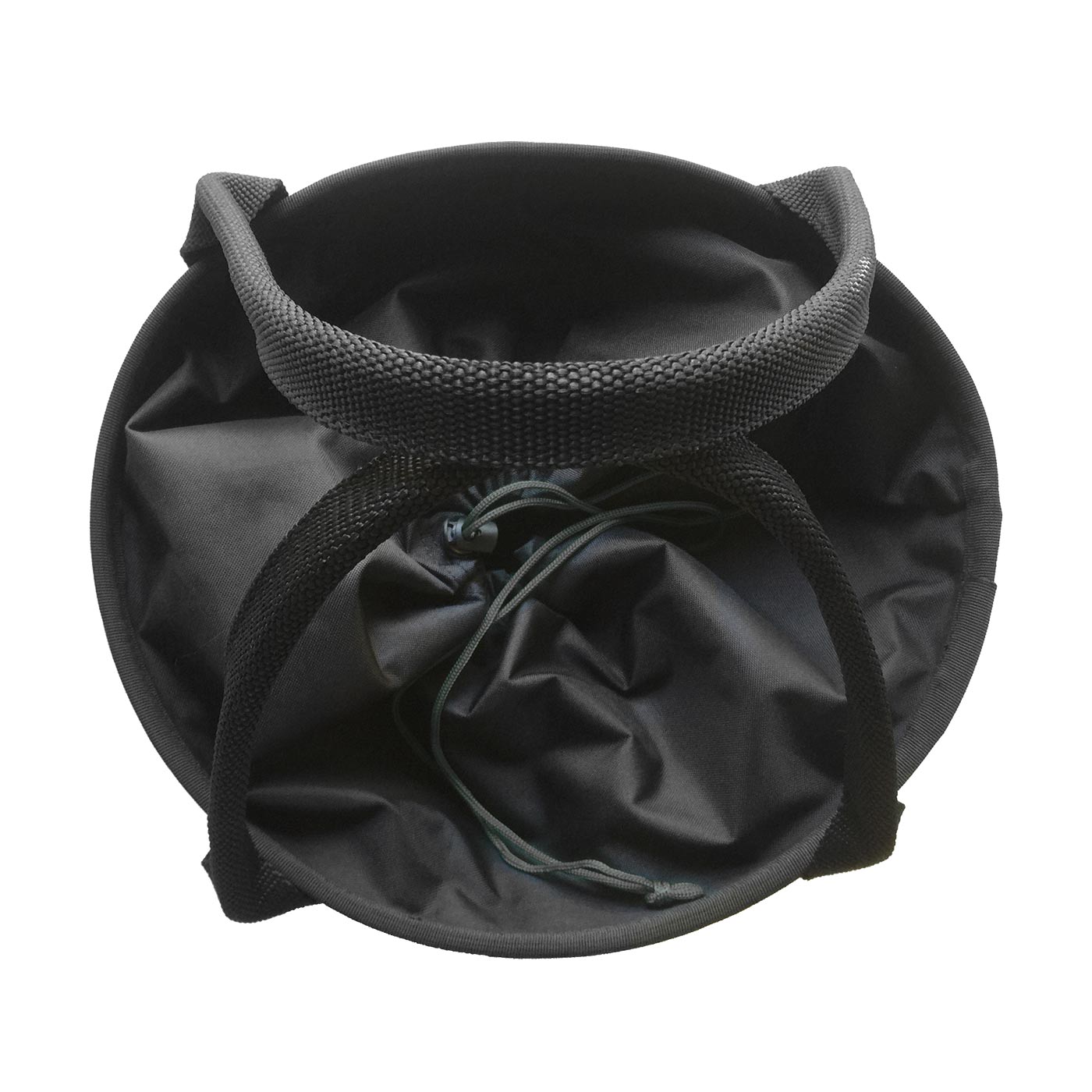 Sac Pro 250 noir vu par le haut avec compartiment principal ouvert et fermeture à cordon de serrage, deux poignées de transport visibles