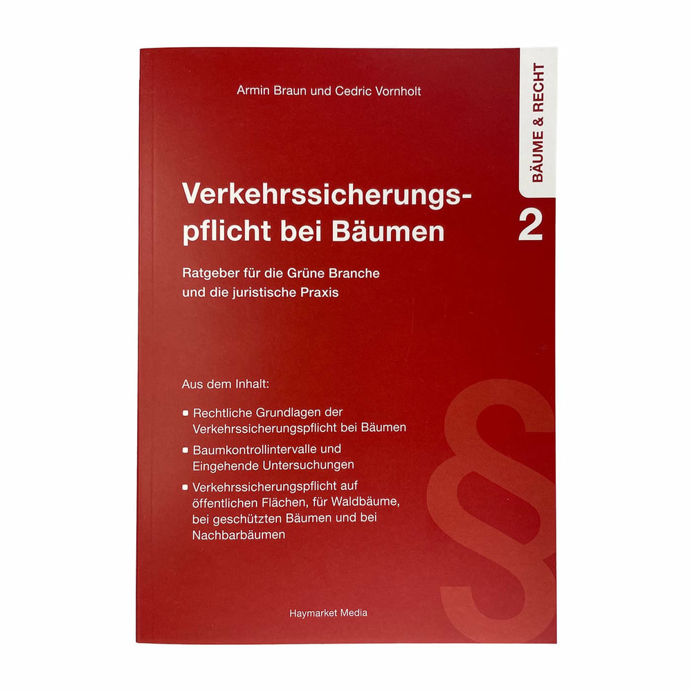 Obligation de sécurité routière pour les arbres par Armin Braun et Cedric Vornholt, livre rouge avec lettres blanches et détails du contenu, Haymarket Media