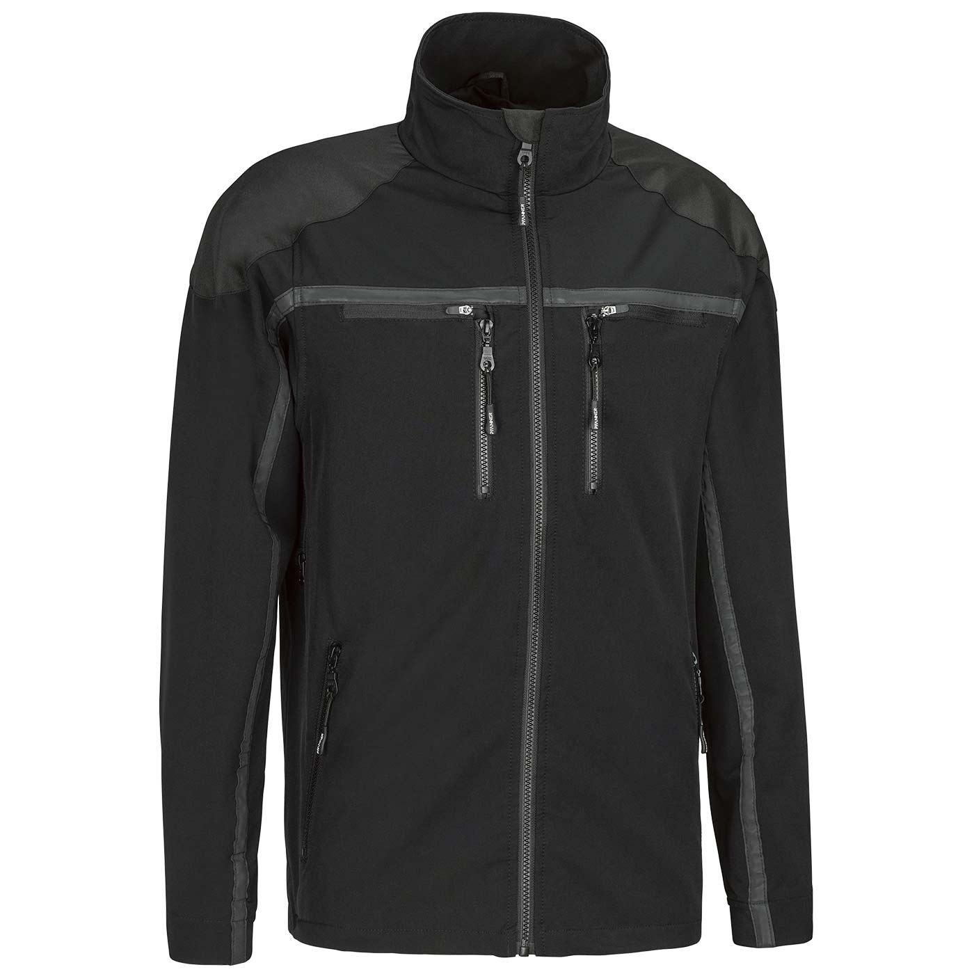 Veste Forest Light en noir avec plusieurs poches zippées et col montant