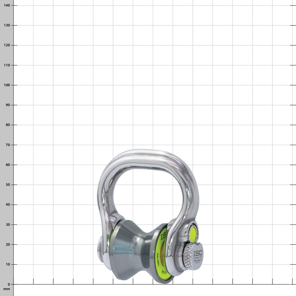 Ultra Link Large d’ISC, manille argentée avec gris, fixation à double poulie et bouton marqué jaune
