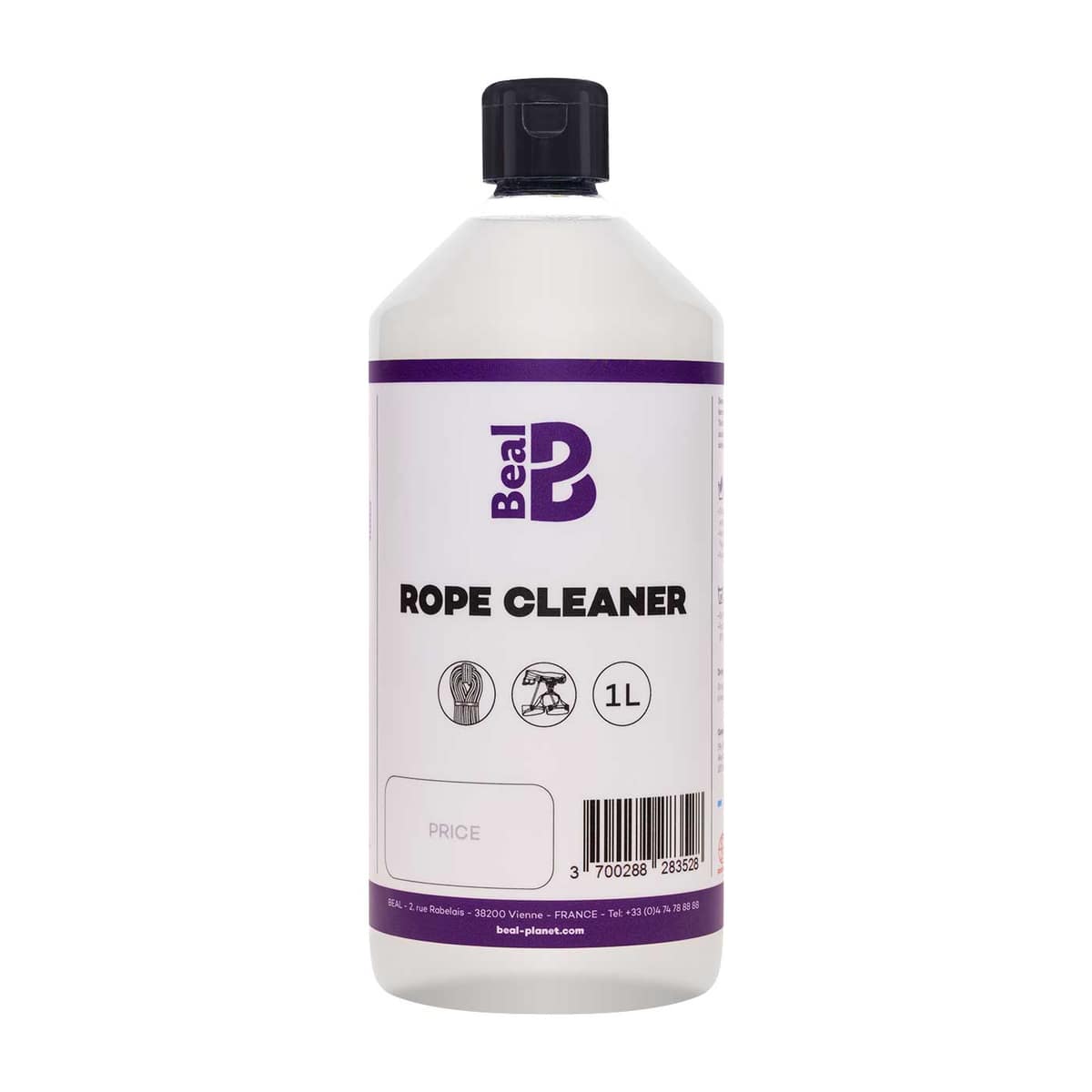 Beal Rope Cleaner bouteille avec bouchon noir et étiquette blanche, capacité de 1 litre