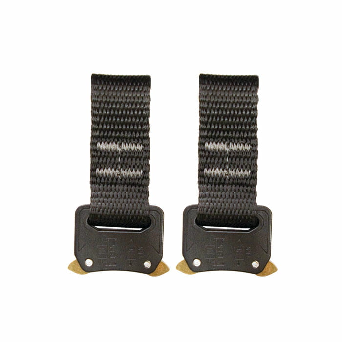 Tree Austria 3 Seat Board Clips, deux clips noirs avec des rubans tissés noirs et de petites pièces métalliques en bas
