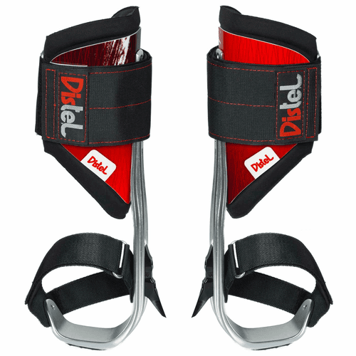 Distel Alu PLUS Velcro de Distel, paire d’éperons en aluminium avec velcro noir et coussinets rouges