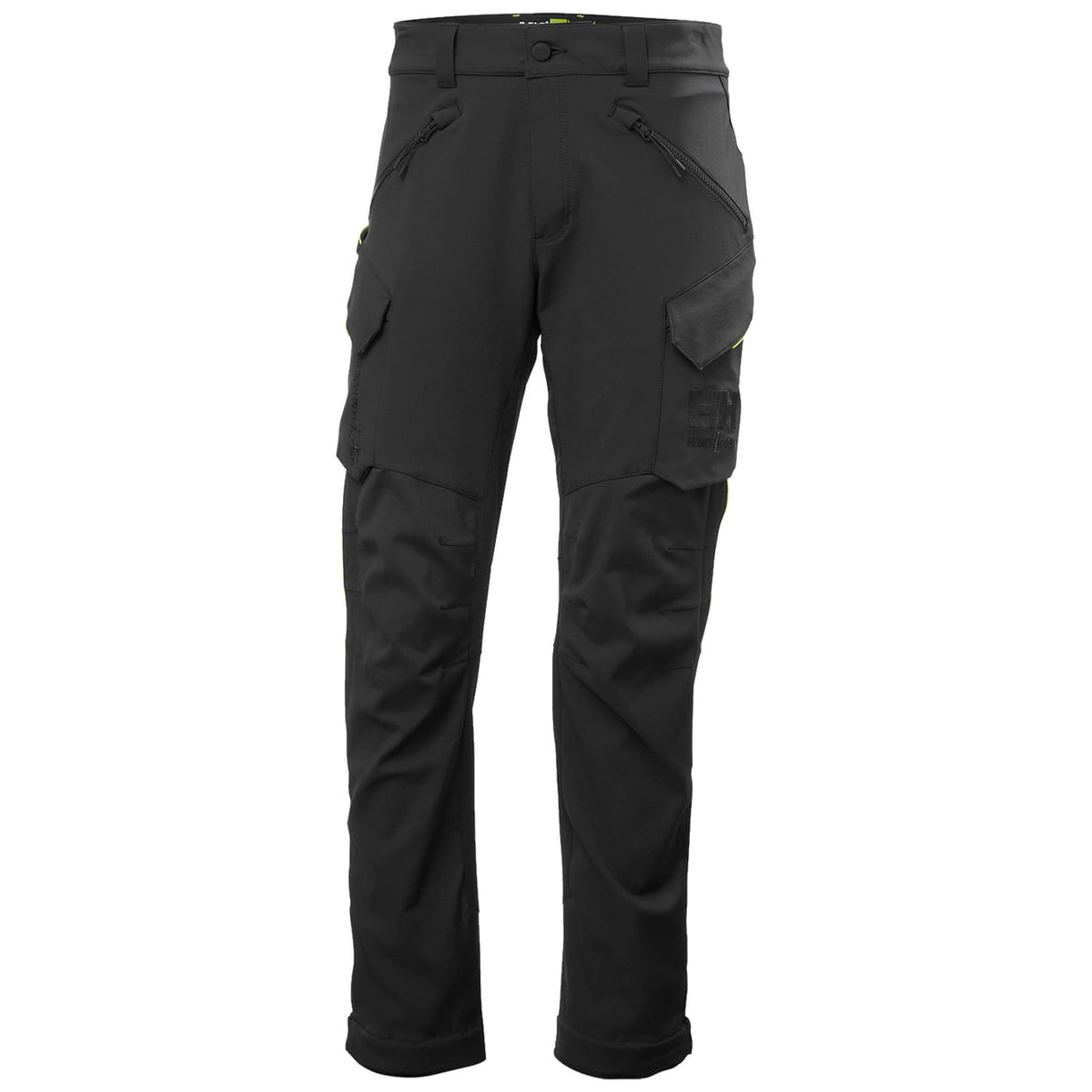 Pantalon cargo Magni Evolution, pantalon de travail noir avec poches avant zippées et poches plaquées sur les côtés