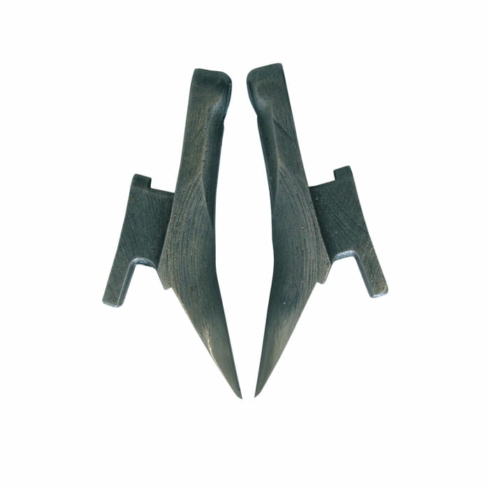 Bashlin Spikes S, deux pointes en métal noir avec attaches, côte à côte