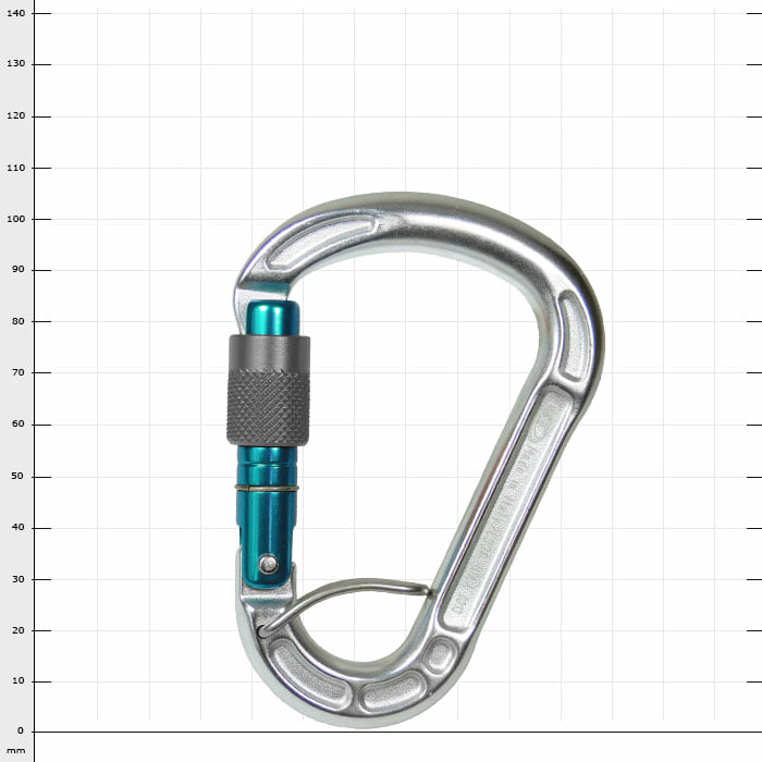 Cevedale Mousqueton à vis avec capuchon à vis fermé en argent et bleu