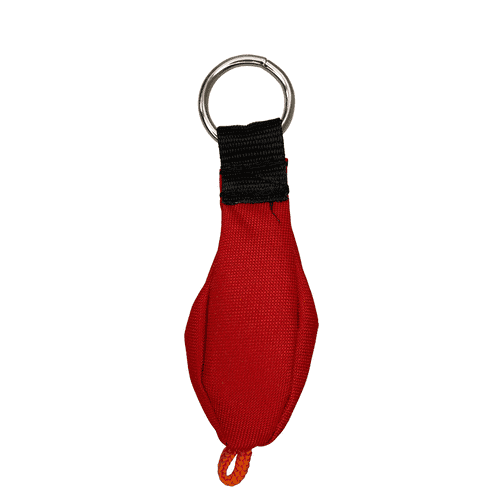 Porte-clés ECO en rouge avec ruban de tissu noir et porte-clés argenté