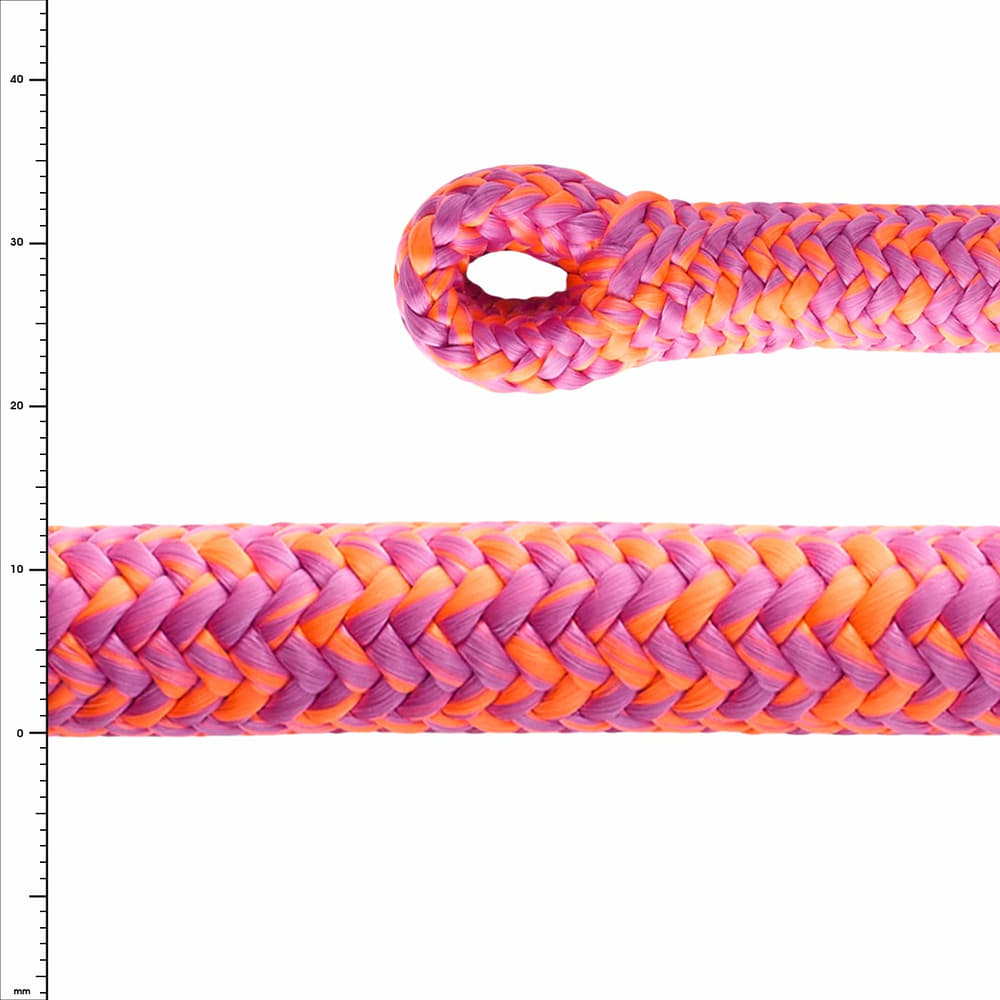 Corde tressée Jacamar rose-orange avec boucle à l’extrémité