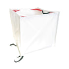 Godet pliant SINGLE, seau pliable blanc avec coins rouges et sangles de transport noires