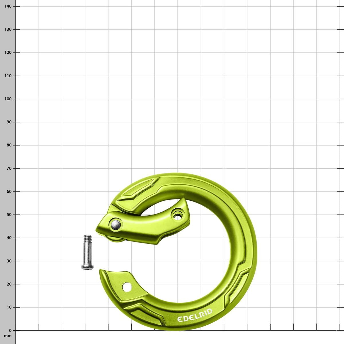 Mousqueton Edelrid Cupidon en vert ouvert avec vis à côté