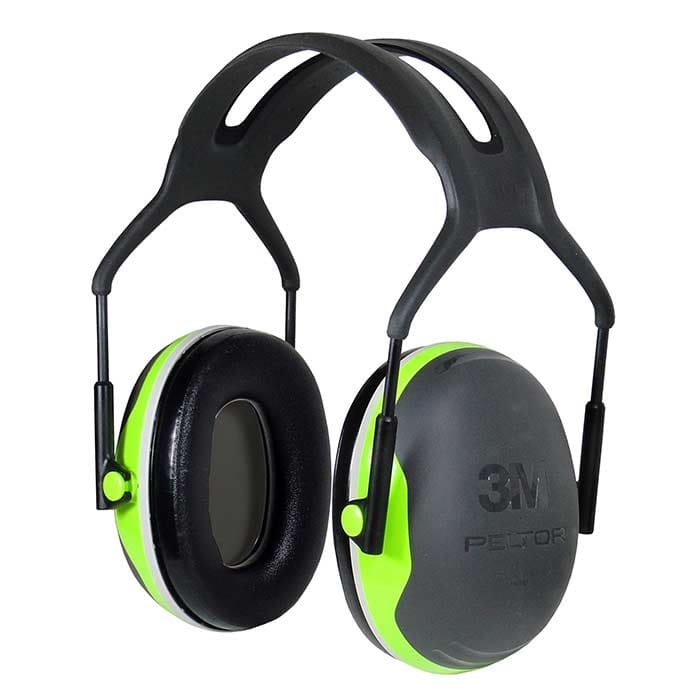 Protection auditive X4 avec bandeau, gris et vert fluo avec bandeau noir et coussinets d’oreille, fabricant 3M Peltor