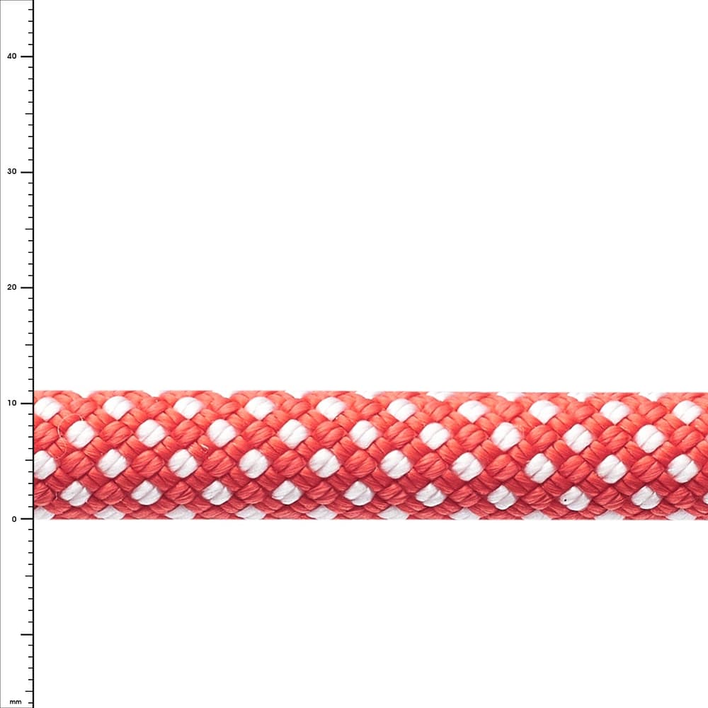 Corde Dynamite 11 en rouge et blanc, gros plan sur motif tressé