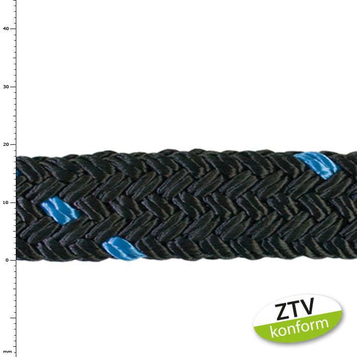 Corde noire avec marquages bleus, nom du produit arbre save 4 t bleu
