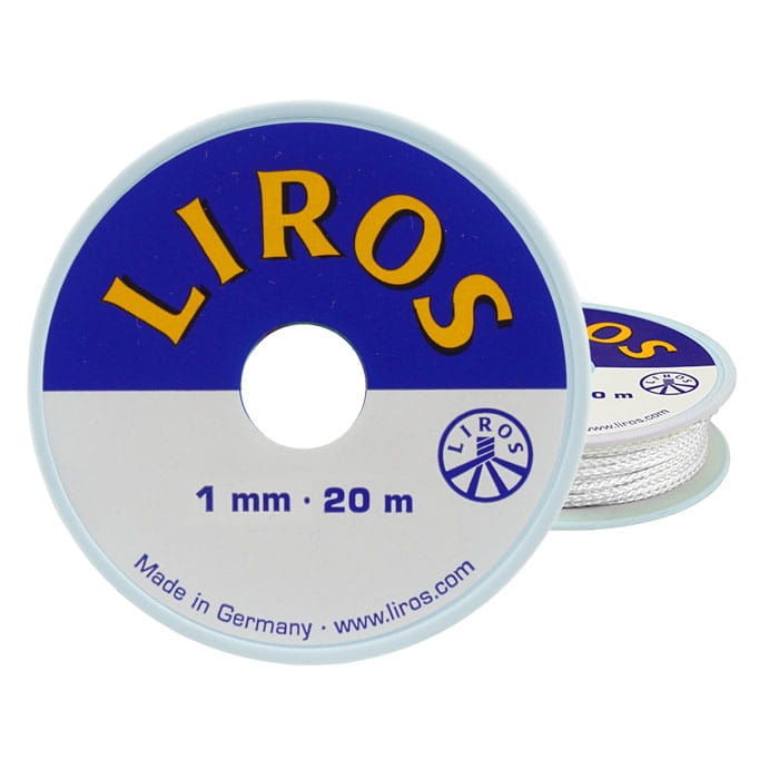 Fil de gréement 1.0 de Liros, bobine de fil blanc avec impression « LIROS », 1 mm, 20 m, fabriqué en Allemagne
