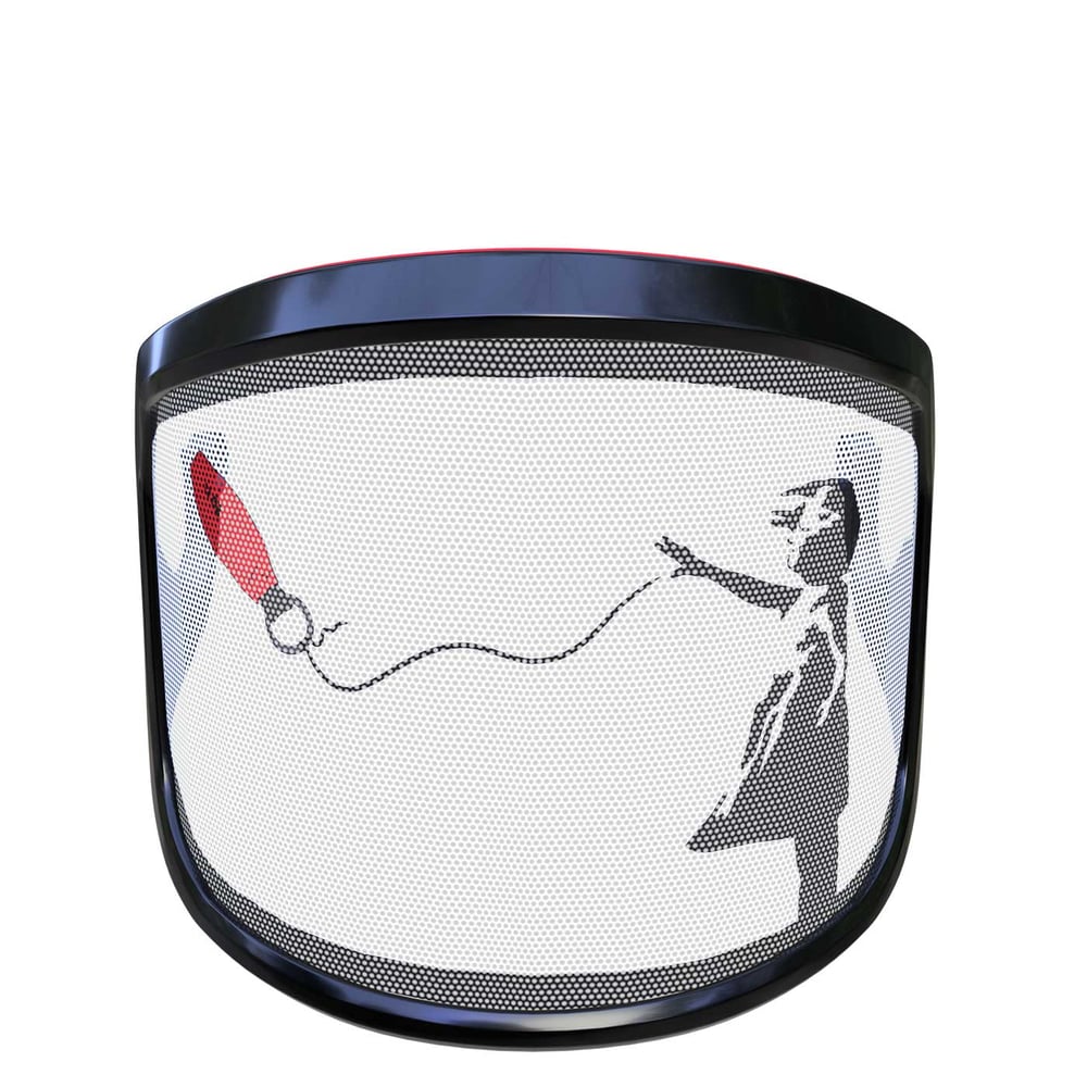 Visière PROTOS® Special Edition avec cadre noir et motif d’une fille tenant un ballon rouge