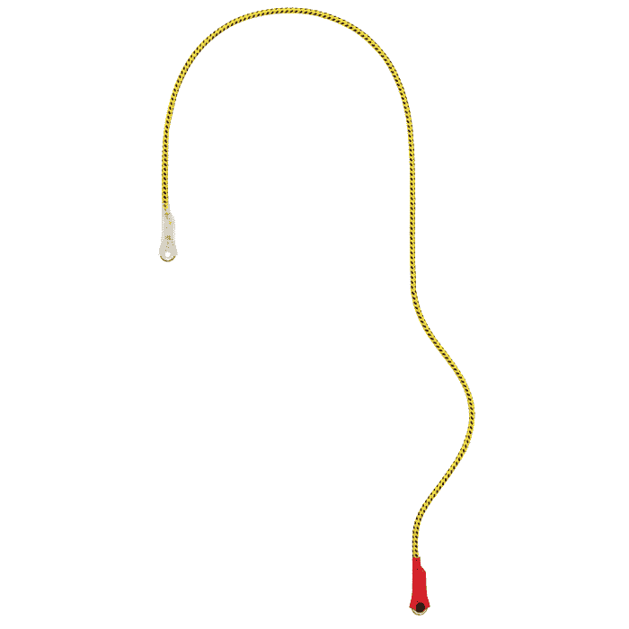 Microflip Rope, corde jaune et noire avec poignée rouge et extrémité transparente