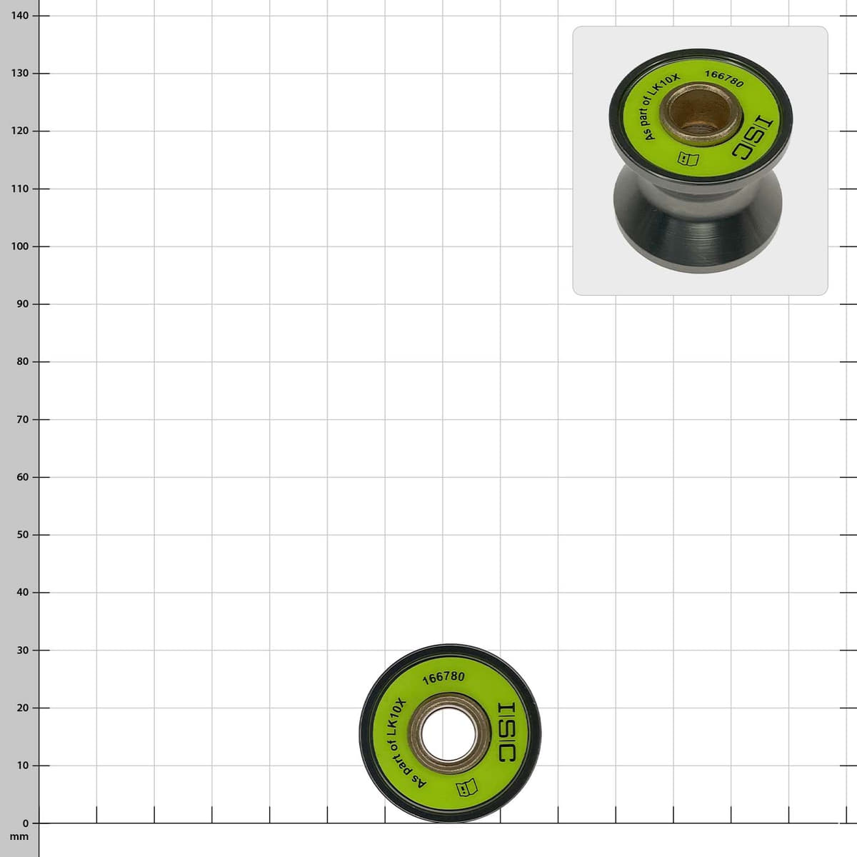 Ultra Link Large by ISC, gris, fixation à double poulie avec autocollant vert