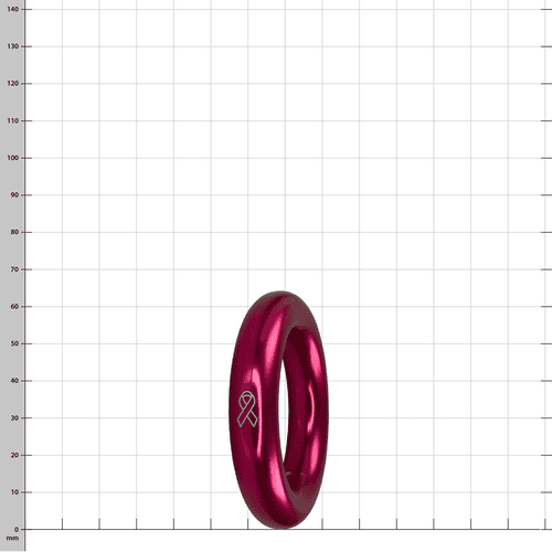 Bague Aluring 40 rose avec surface lisse et petit symbole d’arc blanc sur fond à carreaux