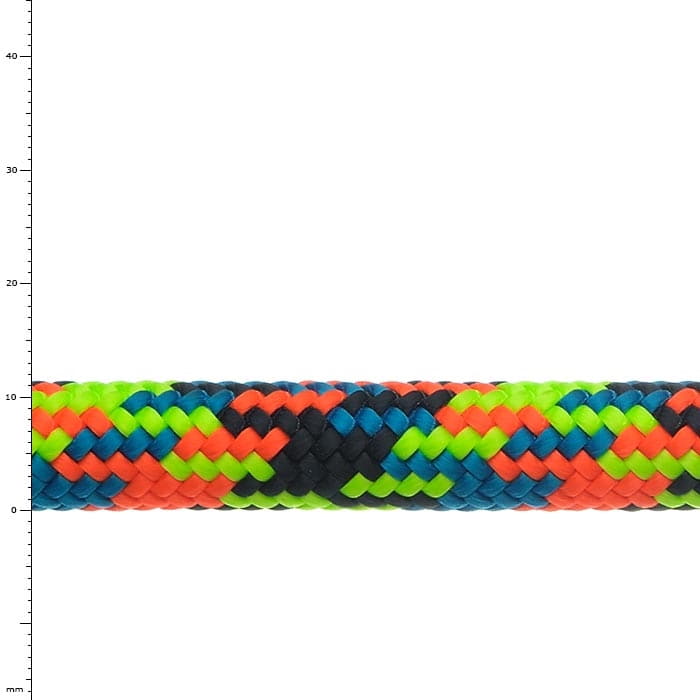 Corde Xstatic avec motif coloré en bleu, vert, orange et noir, fabricant non visible