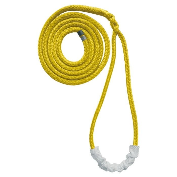 Deadeye Sling 18, corde jaune avec couvercle de protection blanc à une extrémité, nom du produit visible