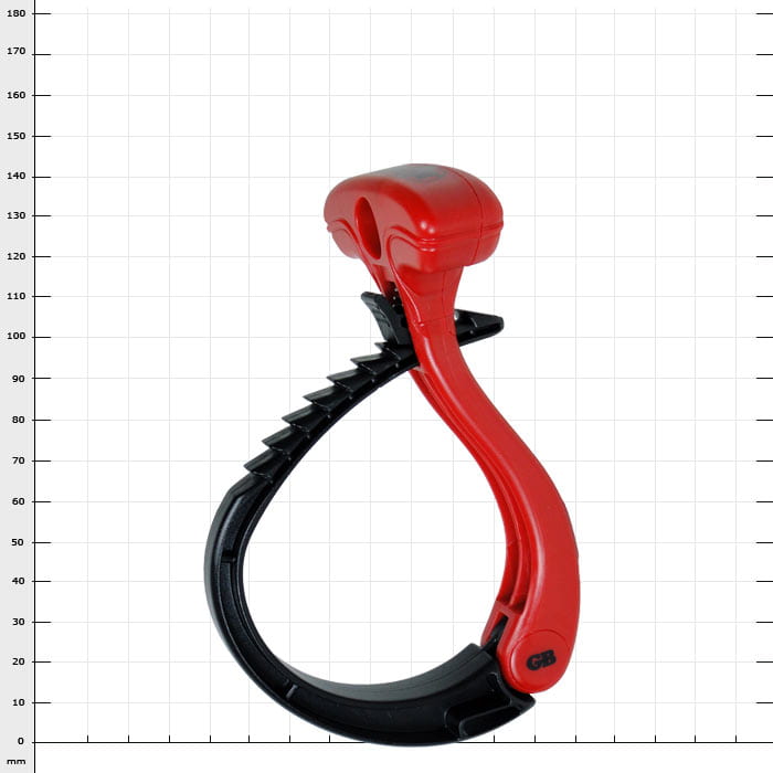 Enrouleur de câbles L, support en plastique rouge et noir avec poignée en T ergonomique et cosses encliquetables
