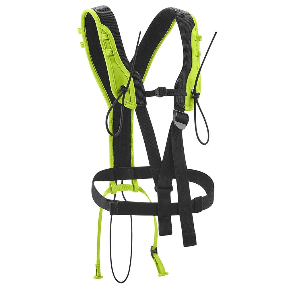 Coffre élastique TreeRex d’Edelrid, sangle de poitrine vert-noir avec sangles élastiques et bretelles réglables