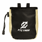 Sac SRT de FTC Tree en noir avec bande latérale beige et logo blanc sur le devant, avec deux boucles en haut et cordon de serrage sur la gauche