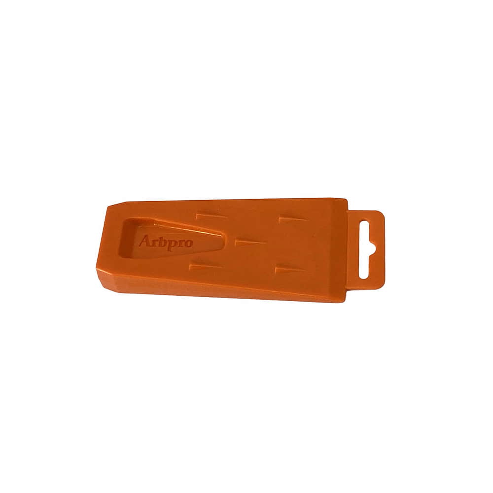 Orange ArbPro Abattage Cale 140 couché avec trou de préhension sur fond blanc