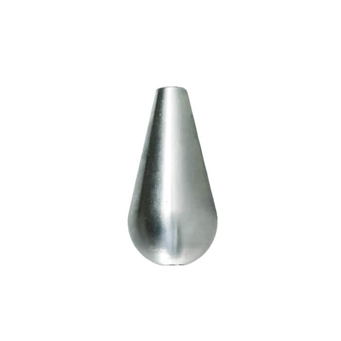 Quick-Kit Pear, une pointe métallique en forme de goutte d’eau avec une surface argentée lisse et un fond arrondi