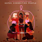 Illustration de cinq femmes tenant une corde rose en forme d’arc avec le texte « Octobre Rose x Dragon Pink Ladies Ropes Connecting People » et le logo « Courant » en bas au centre