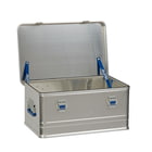 Alubox Comfort 48, boîte fermée en aluminium argenté avec poignées et fermetures bleues
