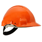 Casque de sécurité orange G3000 avec sangle intérieure noire et trous de ventilation en haut