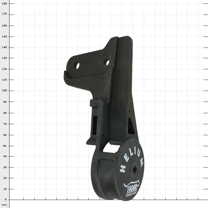 Porte-lame de contre-lame à l’hélium avec capsule d’articulation, composant en métal noir avec impression « HELIUM TIGER » sur la capsule d’articulation ronde