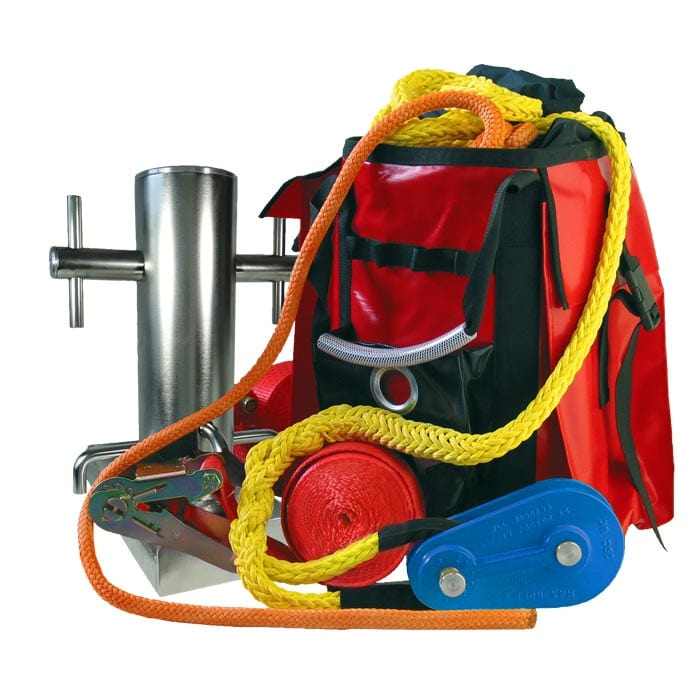 Gréement Set 3 Standard avec Sac à dos Rouge et Noir, Corde Jaune et Orange, Ruban Rouge et Bloc Bleu