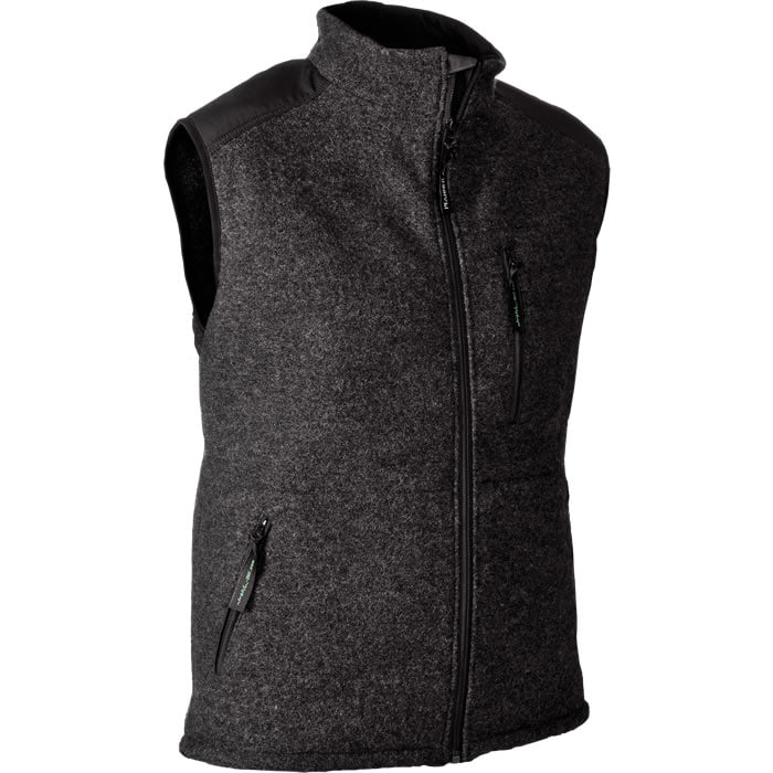 Gilet en Wooltec, gilet sans manches gris avec fermeture éclair et épaules noires
