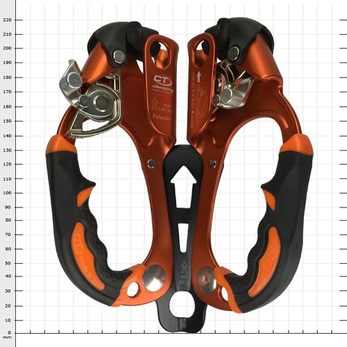 Quick Arbor H, via ferrata, orange-noir, avec mécanisme et poignées en métal