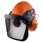 G3000 Complete Set Casque de sécurité orange avec écran facial noir et protection auditive orange 3M Peltor, vue latérale