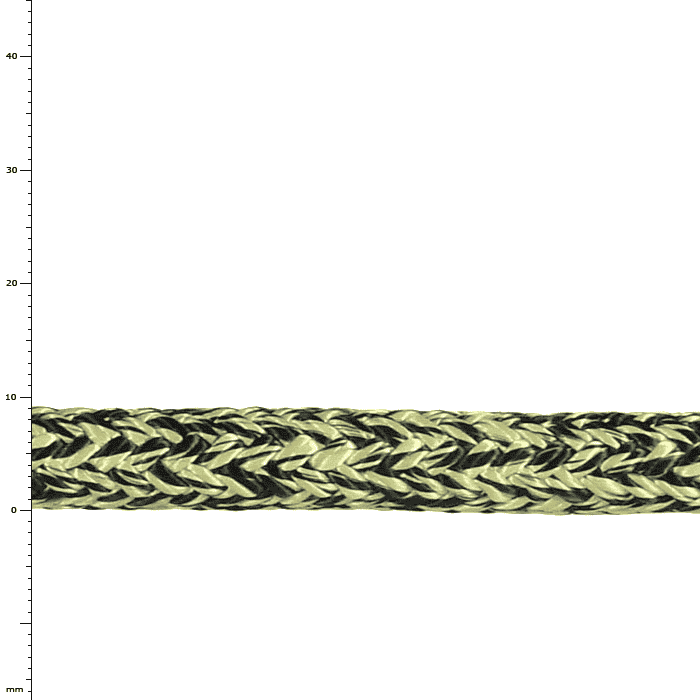 XS 9.1 Corde avec tressage jaune-noir, gros plan du matériau et de la structure