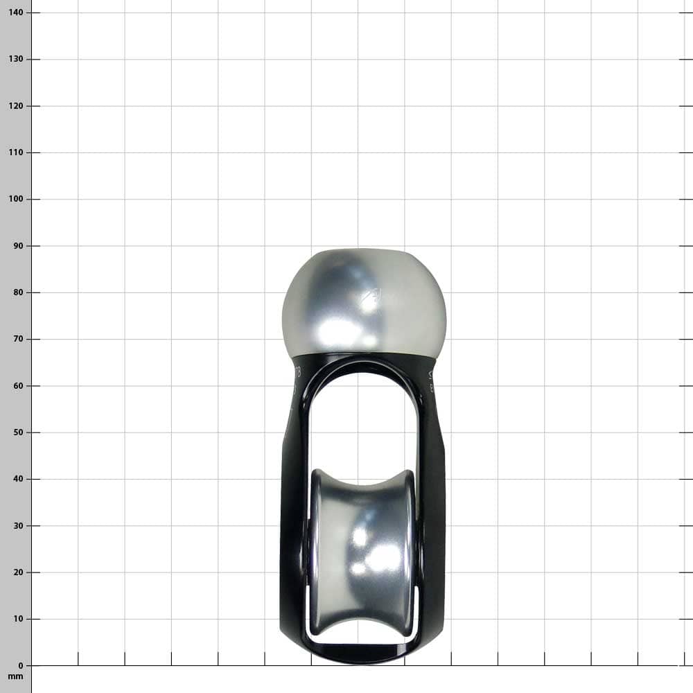 Cocoon 5, rouleau de corde noir et argent avec impressions et code QR, vue de dessus