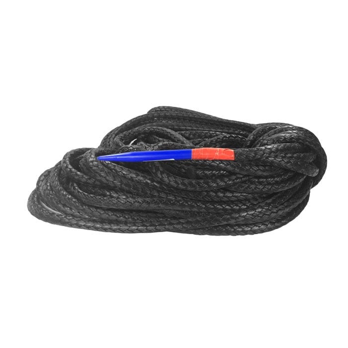 boa 8 t Dyneema noir, corde tressée noire avec extrémité bleu-rouge
