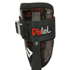 Distel Carbon 3.1 Click, attelle de jambe droite en carbone avec coussinet noir, velcro noir et logo Distel en rouge et blanc