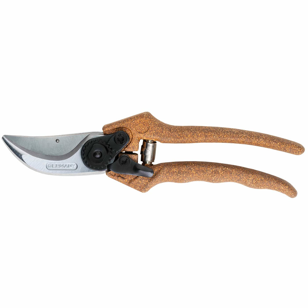 Sécateur Berger C1200 avec poignées marron et lame argentée, marque Berger, modèle C1200, fabriqué en Allemagne, vue latérale