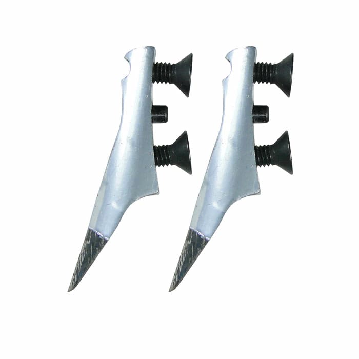 Buckspikes Screw S, deux pointes en métal argenté avec vis noires