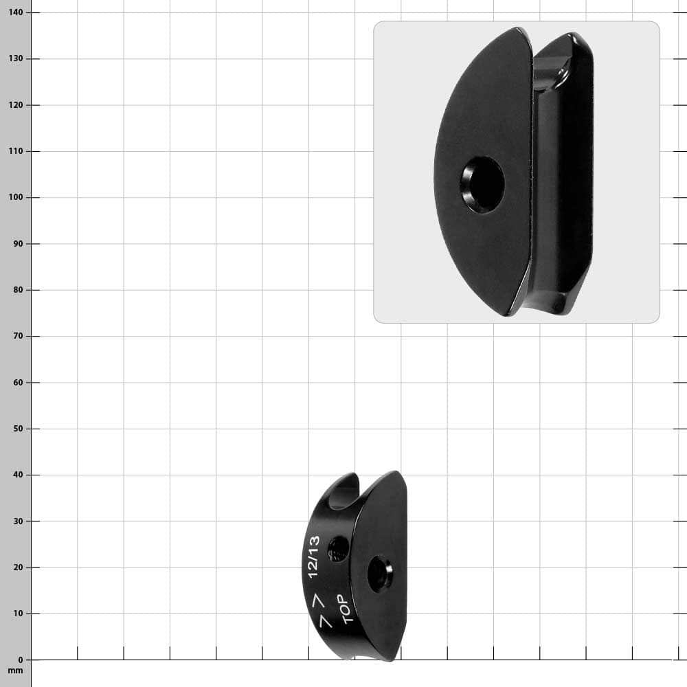 LockJack Jaw 12/13 en noir, semi-circulaire avec trou central et gravure 12/13 TOP
