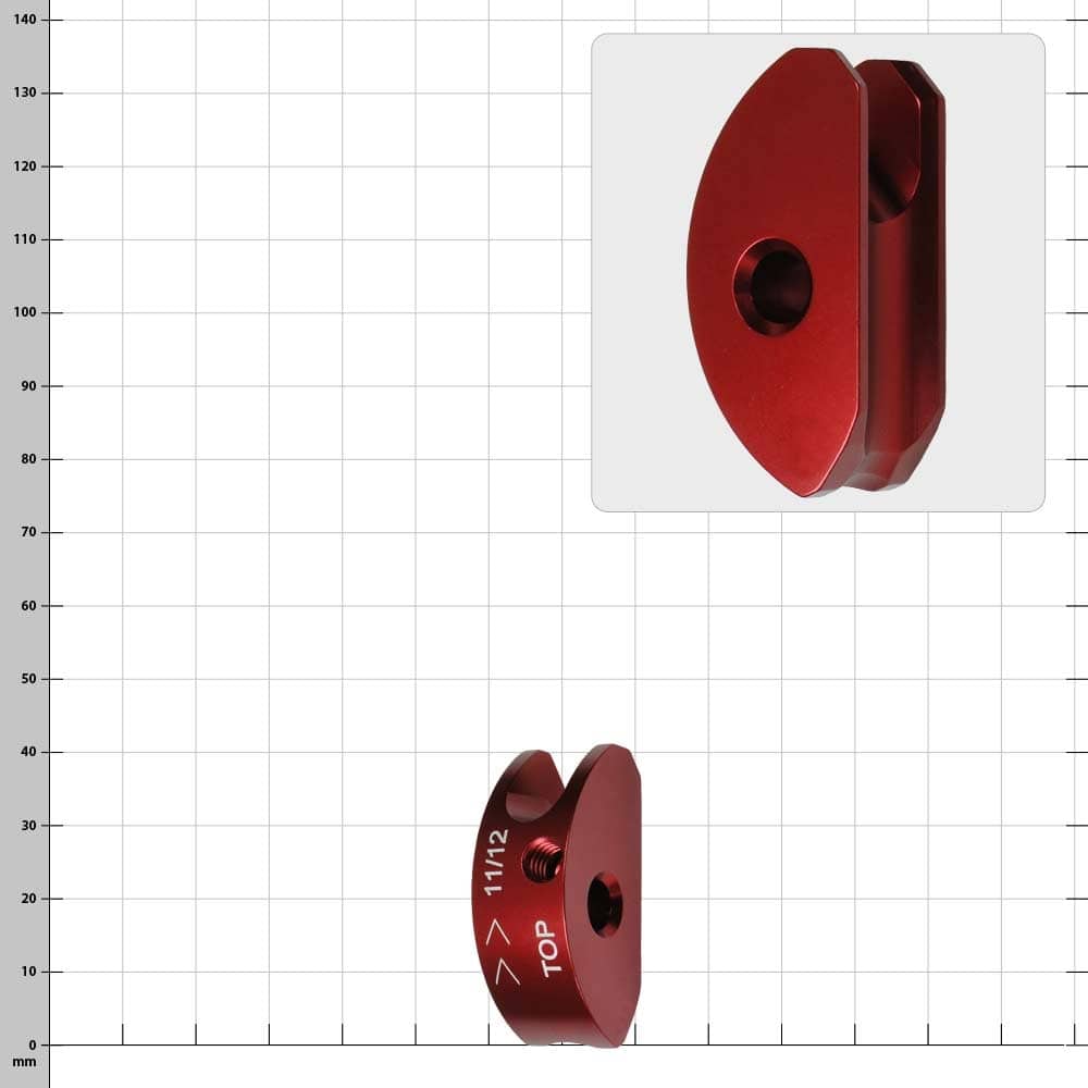 LockJack Clamping Jaw 11/12, pince en métal rouge avec deux trous et gravure « TOP 11/12 » sur fond de grille