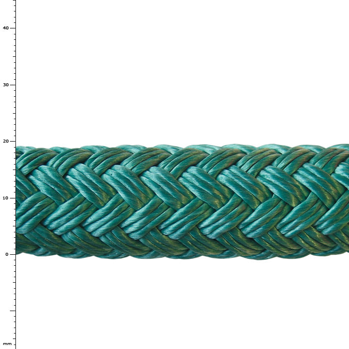 Corde de taureau 19 Original, gros plan d’une épaisse corde tressée en turquoise avec des accents verdâtres