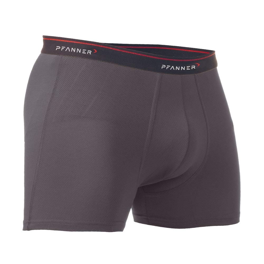 Sous-vêtements fonctionnels de Pfanner en gris foncé avec ceinture noire et logo Pfanner blanc
