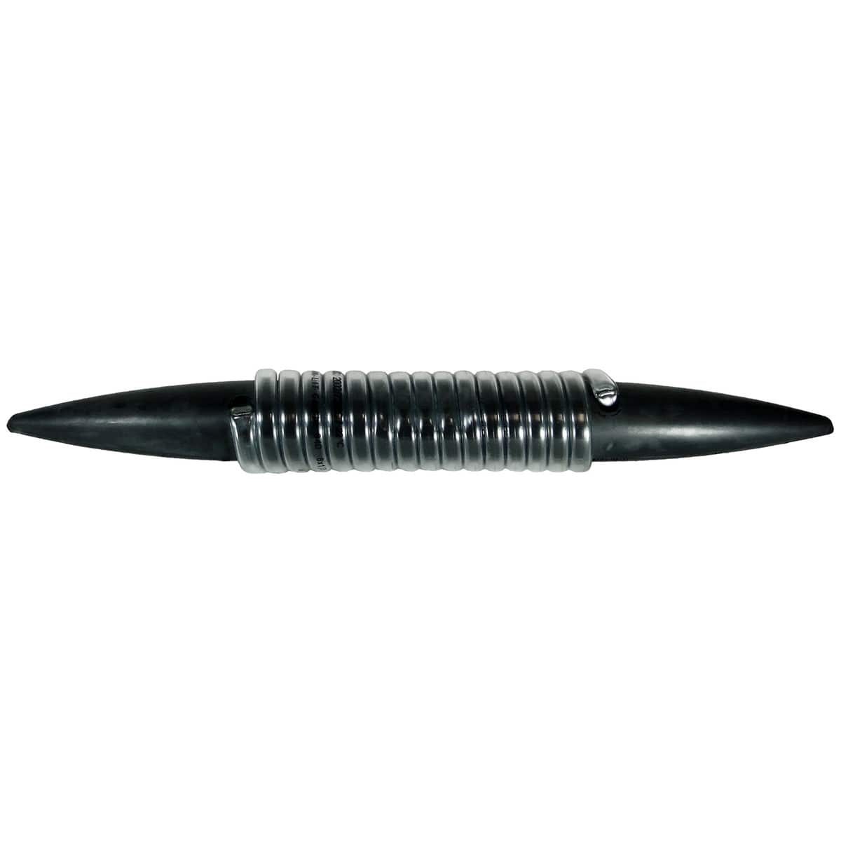Amortisseur BOA 8 T, composant allongé avec du plastique noir aux deux extrémités et une coque métallique argentée en forme de spirale au milieu